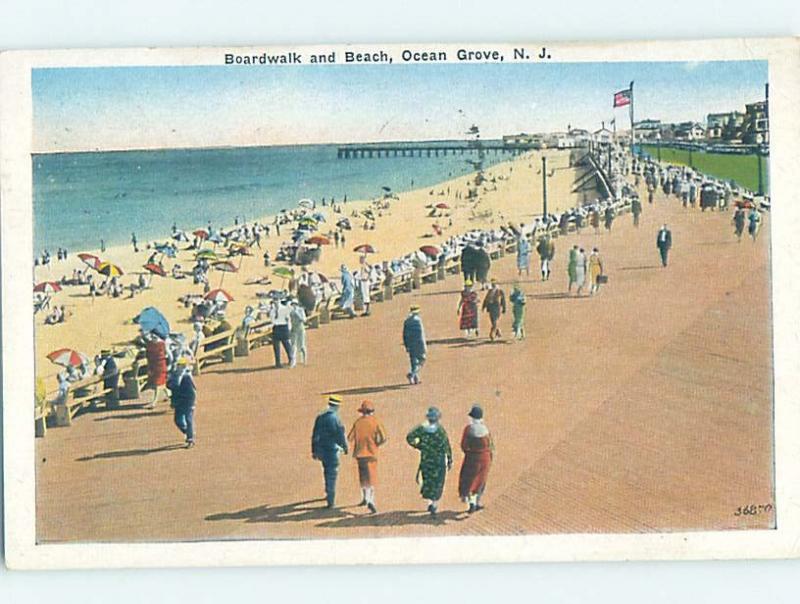 W-Border BEACH SCENE Ocean Grove In Neptune - Near Asbury Park NJ G6246