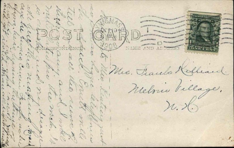 Lynn Massachusetts Cancel Beautiful Home c1910 Tinted Real Photo Postcard