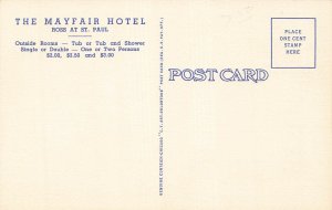 DALLAS TX TEXAS~MAYFAIR HOTEL-SKY GARDEN-RATES $2-3-1940s VINTAGE POSTCARD