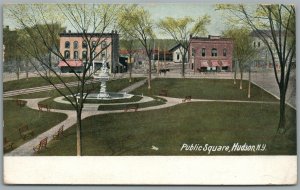 HUDSON NY PUBLIC SQUARE ANTIQUE POSTCARD