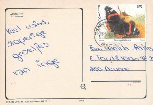 Belgium Westouter St. Elooikerk church postcard 1993 butterfly stamp franking