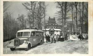 Hungary Matrahaza hotel Sport bus Mercedes real photo postcard