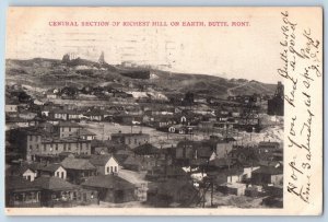 Butte Montana MT Postcard Central Section Of Richest Hill On Earth 1906 Antique