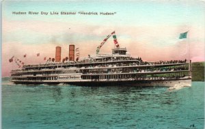 1910s Hudson River Day Line S.S. Hendrick Hudson Albertype Hand Colored Postcard
