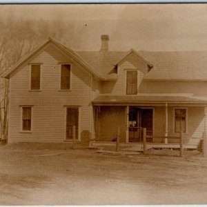 c1900s Lovely Farm House RPPC Colonial Farmhouse Sepia Tone Real Photo A171