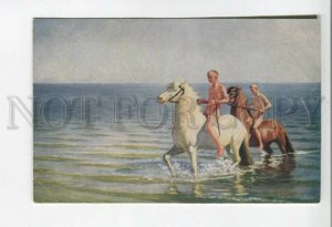 478074 Michael ANCHER Nude Boy on HORSE in Water Vintage postcard
