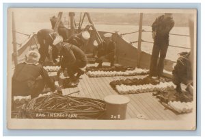 c1920's Bag Inspection USS Pittsburgh US Navy Sailors RPPC Photo Postcard 