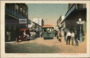 Matamoras Tamps Mexico Calle Principal Trolley c1910 Postcard EXC COND