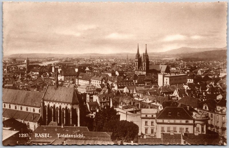 Basel Totalansicht Switzerland Residences Building Antique Postcard