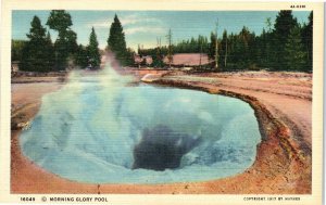 1940s Yellowstone Park Morning Glory Pool Over 200 Degrees! Linen Postcard 58