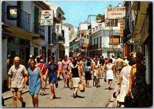 VINTAGE CONTINENTAL SIZED POSTCARD ST. MICHAEL'S STREET SCENE COSTA DEL SOL 1967