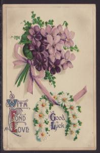 Good Luck,Flowers Postcard BIN