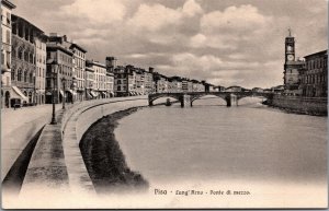 Italy Pisa Lungarno Ponte di Mezzo Vintage Postcard 01.43