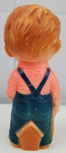 1968 J.L. Prescott Little Blonde Carpenter Rubber Squeak Toy Works Bib Overalls