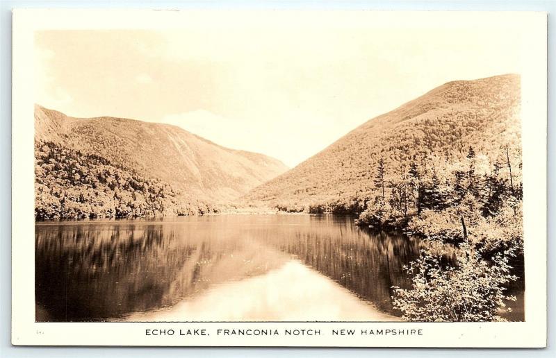 Postcard NH Echo Lake Franconia Notch RPPC Bromley Real Photo