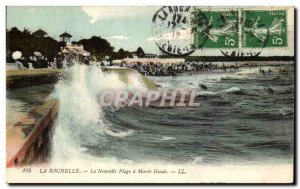 Old Postcard La Rochelle The new beach at high tide