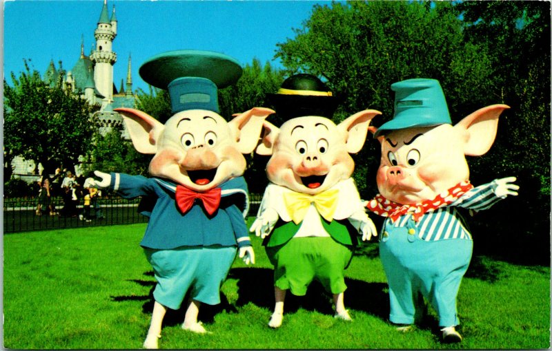 Anaheim CA Disneyland Three Little Pigs Postcard unused (20149)