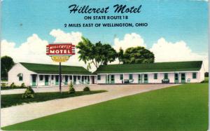 WELLINGTON, OH Ohio    HILLCREST MOTEL   c1940s   Roadside  Linen   Postcard