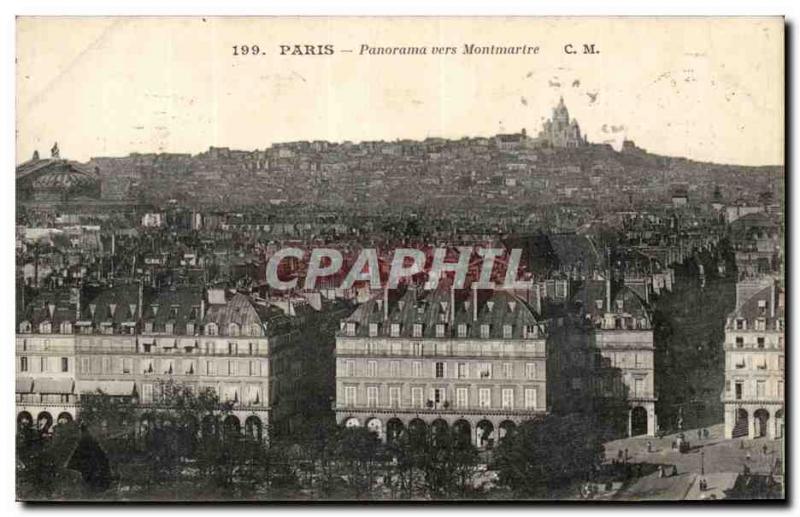 Paris - 18 - Panorama towards Montmartre - Old Postcard