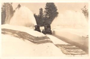 Yosemite Natl Park California Snow Plowing Real Photo Antique Postcard K27642