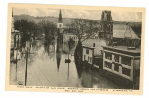 VT - Montpelier. Nov 4, 1927 Flood, Main Street, Library, Churches