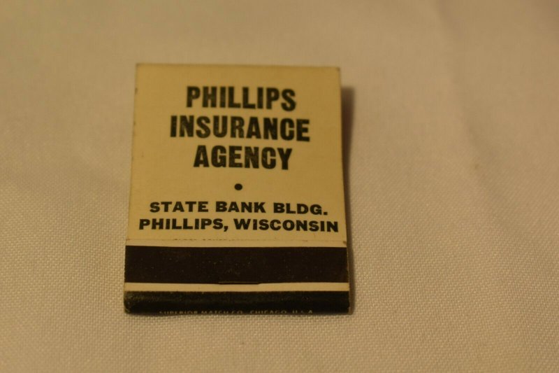 Phillips Insurance Agency Phillips Wisconsin 20 Strike Matchbook