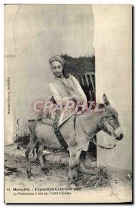 Old Postcard Donkey Mule Marseilles Colonial Exhibition 1906 The walk by donk...