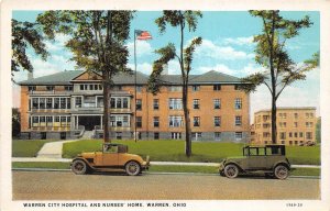 Warren Ohio 1930s Postcard Warren City Hospital and Nurses Home