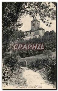 Old Postcard Sauveterre Le Chemin du Moulin and I Church