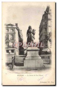 Old Postcard Beziers Statue Paul Riquet