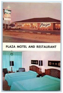 c1950's Plaza Motel And Restaurant Dyersburg Tennessee TN Room View Postcard
