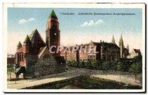 Old Postcard Wiesbaden Lutherkirche Gutenbergschule Dreifaltigkeitskirche