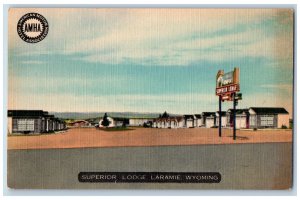 c1940's Superior Lodge & Restaurant Cottages Signage Laramie Wyoming WY Postcard
