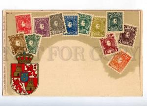 231933 SPAIN Coat of arms STAMPS Vintage Zieher postcard