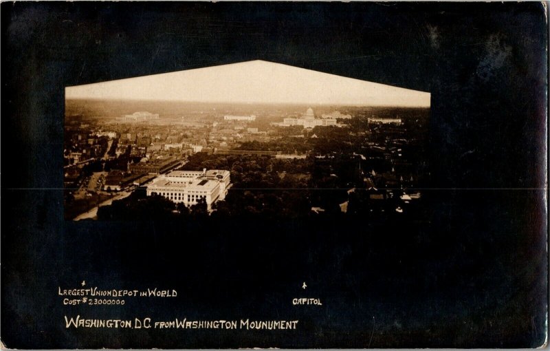 RPPC View of Washington DC from Inside Washington Monument c1910 Postcard U29