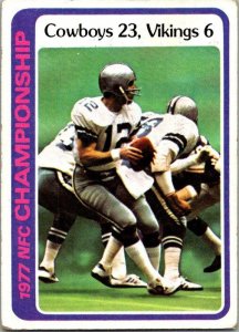 1978 Topps Football Card '77 NFC Championship Cowboys 23 Vikings 6 sk7525