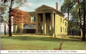 Postcard Homestead of Hon. Samuel Hanna Founder of Fort Wayne, Indiana