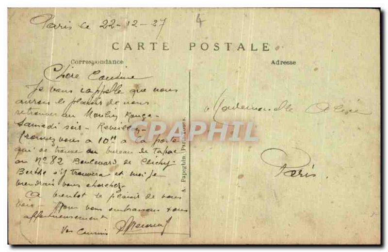 Old Postcard Paris Moulin Rouge