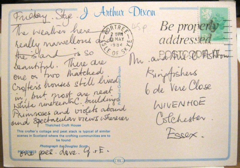 Scotland Thatched Croft House Peat Stack - posted 1984