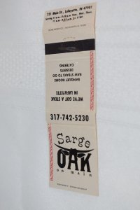 Sarge Oak on Main Lafayette Indiana 20 Strike Matchbook Cover