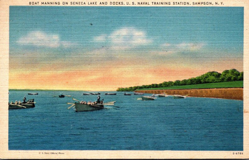 New York Sampson U S Naval Training Station Boat Manning On Seneca Lake and D...