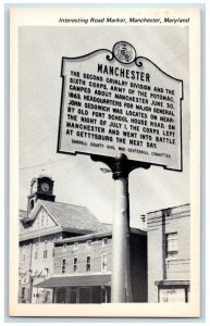 c1950's Interesting Road Marker Manchester Maryland MD Vintage Unposted Postcard