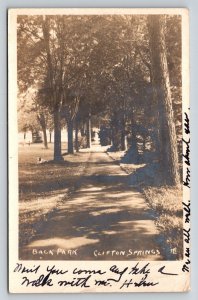 RPPC  1905  Back Park  Clifton Springs  New York  Postcard