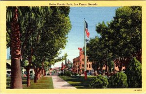 Las Vegas, NV Nevada  UNION PACIFIC PARK & Street Beyond ca1940's Linen Postcard