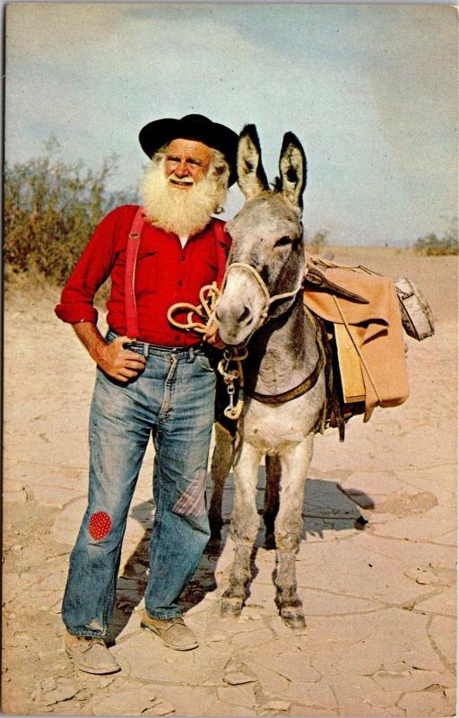 Prospector Tumbleweed Harris, Burro Lonesome John Southwest Vintage Postcard L04