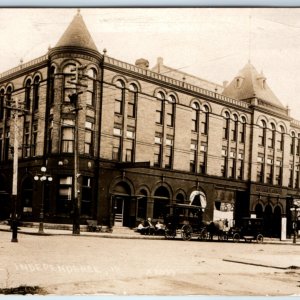 c1910s SHARP Independence IA Gedney Hotel RPPC Photo RARE 1916 Ford Model T A156