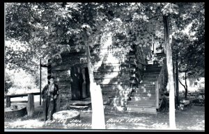 1957 Old Log Jail Built 1837 Nashville IN Real Photo Postcard