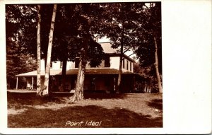 RPPC Postcard ON Point Ideal Woman Sitting at Table by Large Cottage 1933 M64