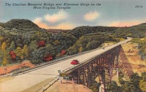 WV, West Virginia   CHARLTON MEMORIAL BRIDGE~Bluestone Gorge   c1940's Postcard