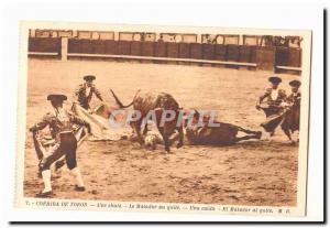 Corrida de Toros Old Postcard Fall at The matador quite Una Caida al El matad...